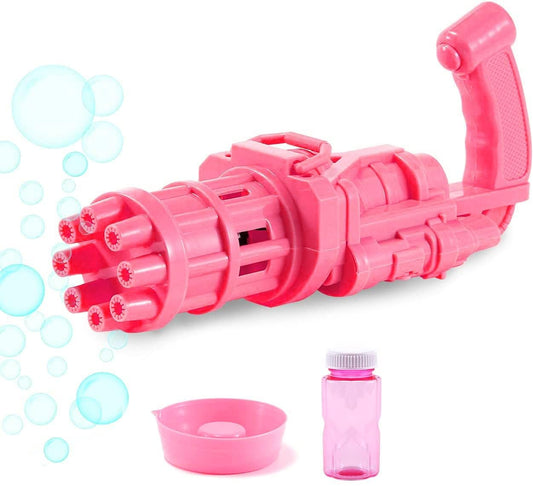 Electric Gatling Bubble Gun for Kids with Soap Solution Indoor and Outdoor Toys for Toddlers Bubble Maker Gun Machine for Girls, Boys and for Parties